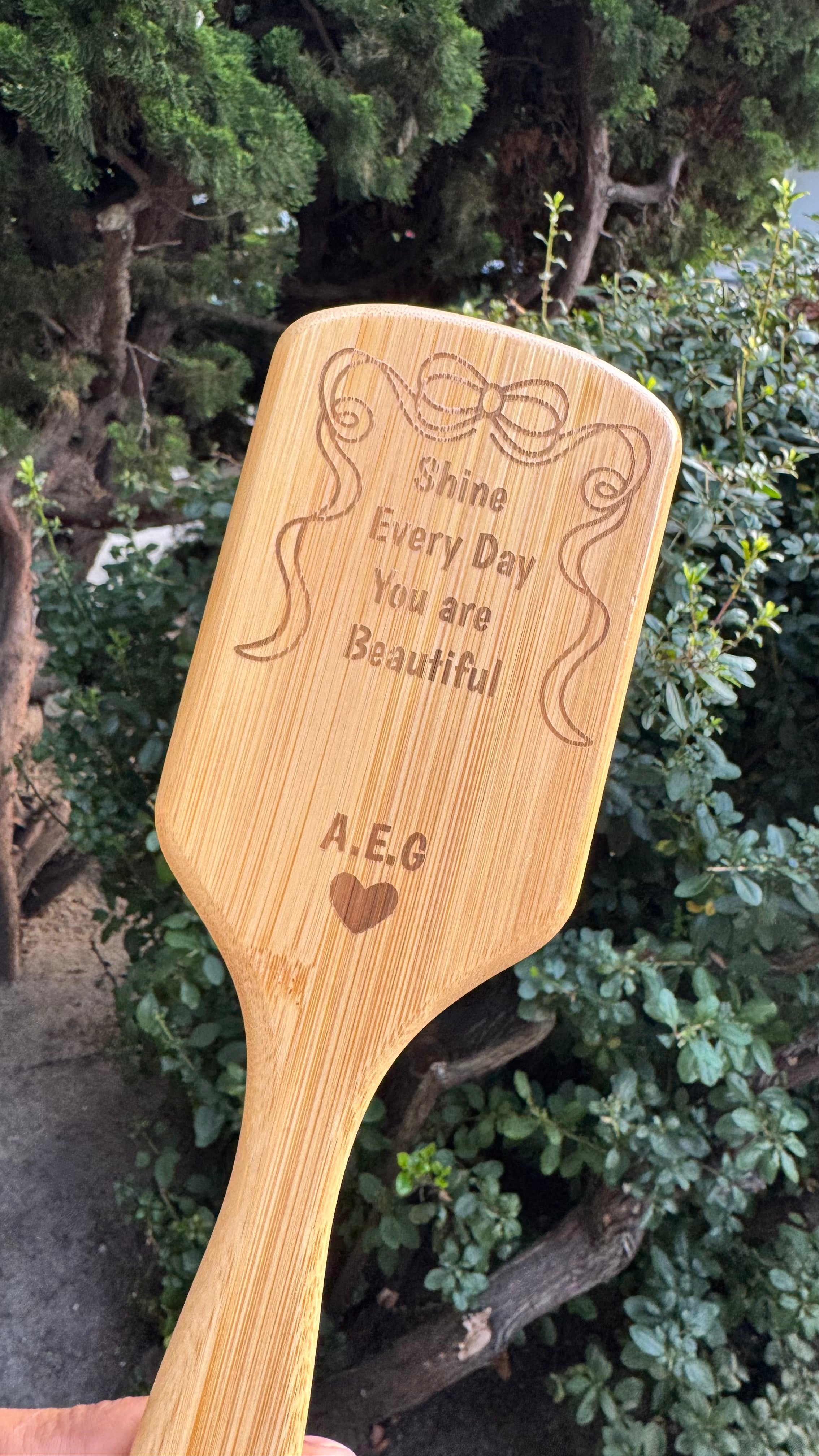personalized Bamboo Hair Brush - Custom Name & Message