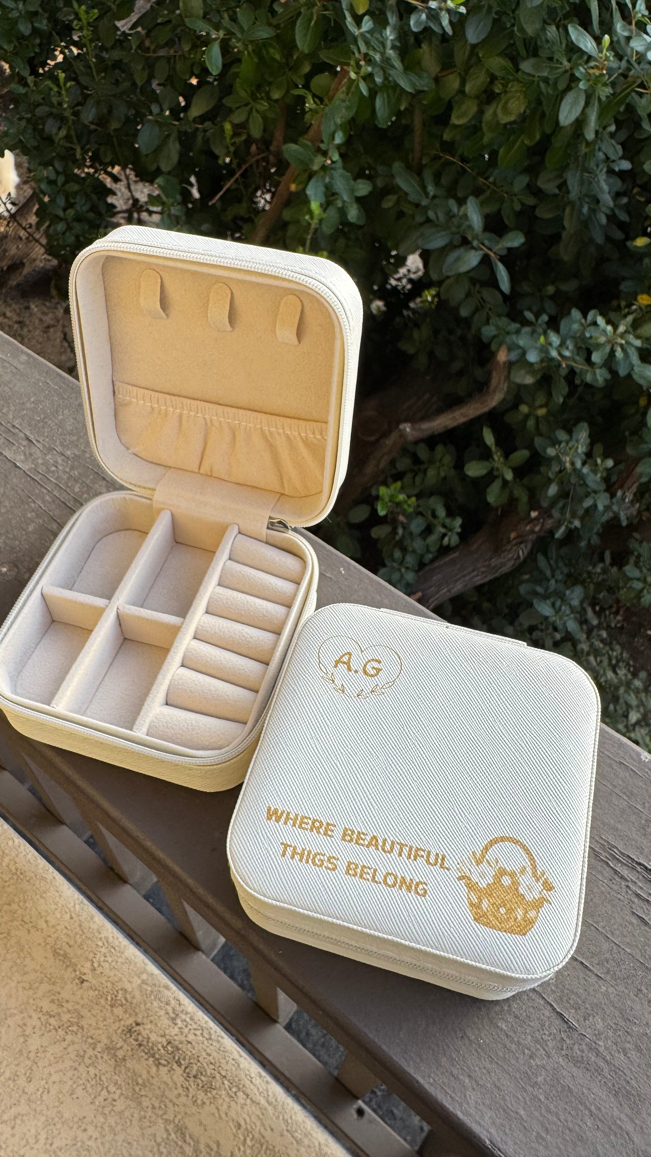 Personalized Travel Jewelry Box With Custom Name